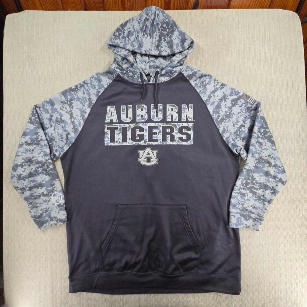 Colosseum Auburn Tigers Hoodie Mens 2XLT OHT Military Appreciation Charcoal Camo